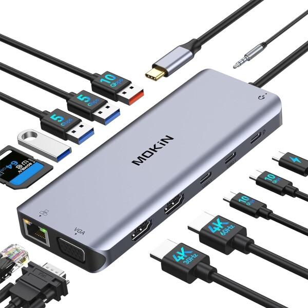 MOKiN USB-Cドッキングステーションtype cドッキングステーションhdmi 2つ100W...
