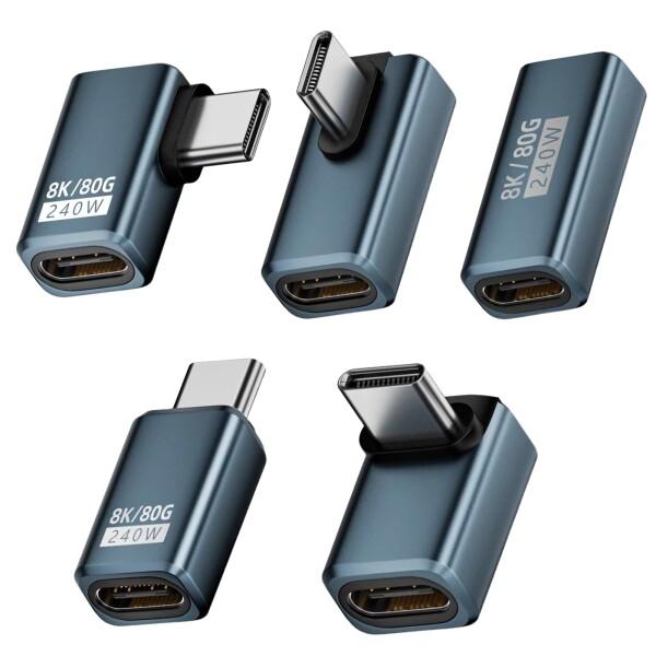 Poyiccot 80Gbps USB C L字 変換アダプタ、L字型 USB Type C 延長ア...