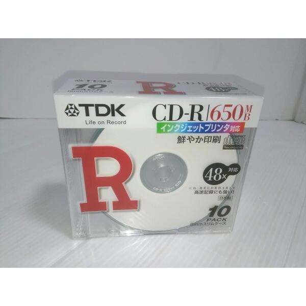 TDK CD-Rデータ用650MB 48倍速ホワイトプリンタブル 5mm厚ケース入り10枚パック (...