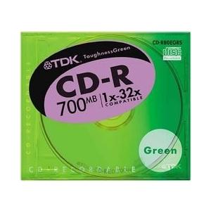 TDK CD-Rデータ用700MB 32倍速 グリーン 10mm厚ケース入り (CD-R80EGRS...