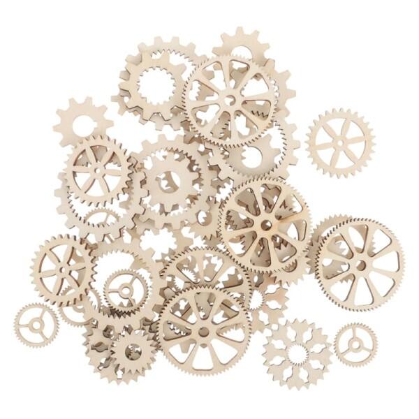 Operitacx 木製パズル用歯車パーツ 1.57×1.57×0.12インチ 薄型ミニギアクラフト...