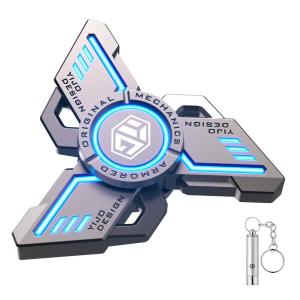 大人向け発光メタルフィジェットスピナー、ストレス・不安・ADHD緩和用フィジェット玩具、オフ