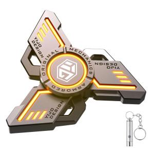 大人向け発光メタルフィジェットスピナー、ストレス・不安・ADHD緩和用フィジェット玩具、オフ