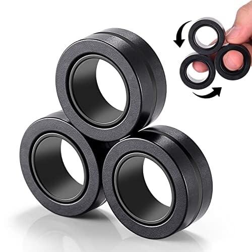 フィンガーリング 3個 カラフルなフィジェットトイ 接続フィジェットリングセット プラスチッ