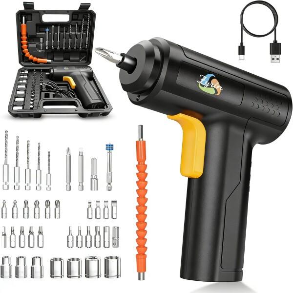 電動ドライバー 正逆転切替 電動ドリル 強磁気 4.2V 最大トルク20N.m 40個部品付き ドリ...