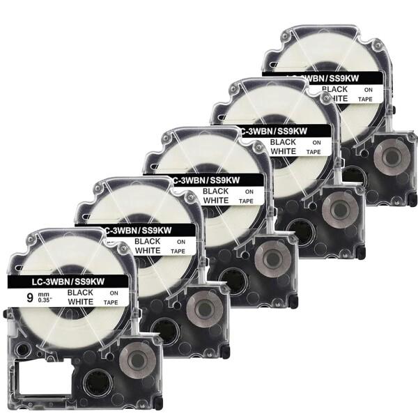 キングジム テプラ 互換 9mm 白 テープ SS9K ラベルテープ テプラPRO カートリッジ 5...