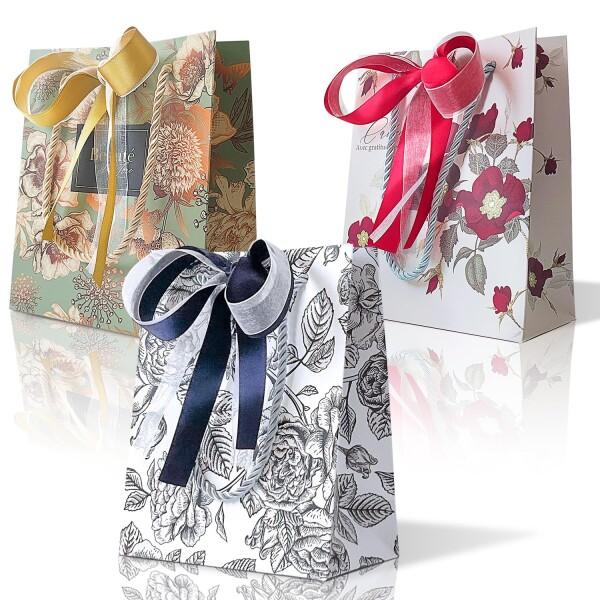 PARTNERR ギフトバッグ リボン付 簡単ラッピング 手提げ袋 Sサイズ（18×15×7cm）3...