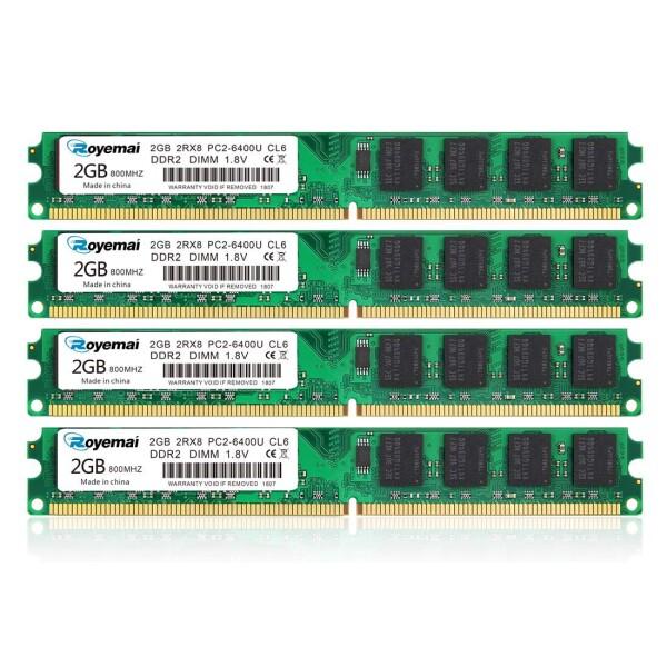 8GBキット (4x2GB) DDR2 800Mhz Udimm RAM、Royemai DDR2-...