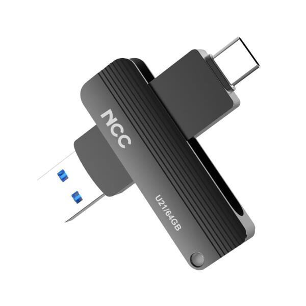 NCC 64GB USB 3.2 高速ハード ドライブ 最大読み取り速度 100MB/秒 金属製ケー...