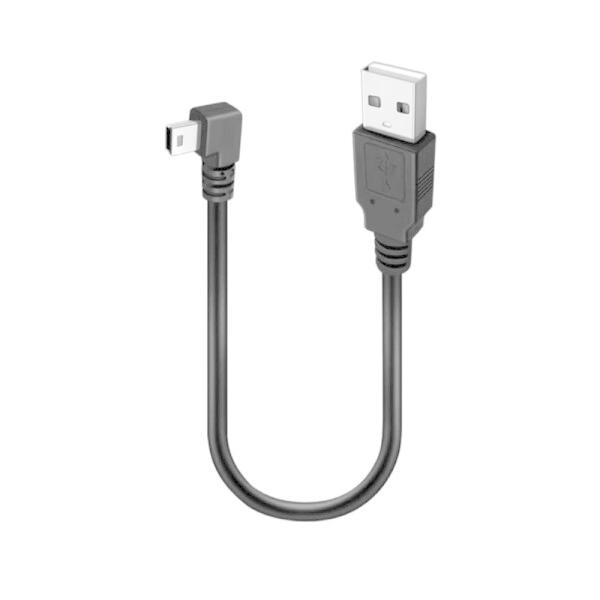 USB2.0 ミニ ケーブルUSB(A)オス-USB(miniB)オスL型上下左右90度方向ケーブル...