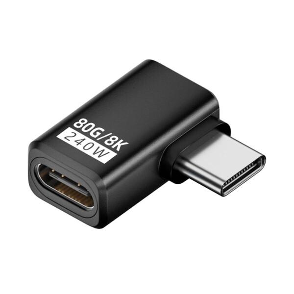 CY アダプター USB5.0 80Gbps オス - メス延長アダプター 左 - 右角度 240W...