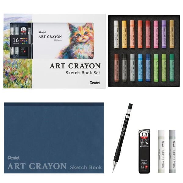 ぺんてる クレヨン アートクレヨン 16色セット 単色ホワイト/グレー シャープ・替芯 セッ