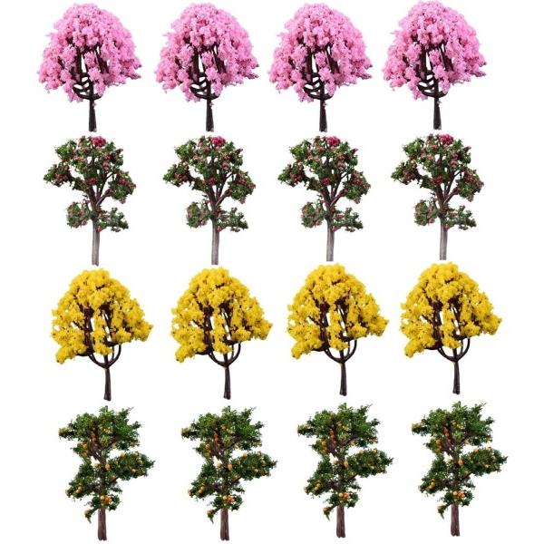 DIFEIUKI 模型樹木 箱庭 木 4種類 16本セット さくらの木 アカシアの木 サンザシの木 ...