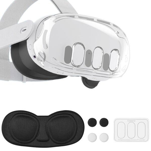 Meta Quest 3用VRアクセサリー、傷防止プラスチック保護カバーシェル強化ガラスレンズプロテ...