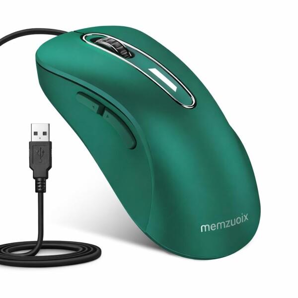 QAF 有線マウス USB 1400DPI 光学式 5 ボタン 人間工学設計 1.5m ケーブル ノ...