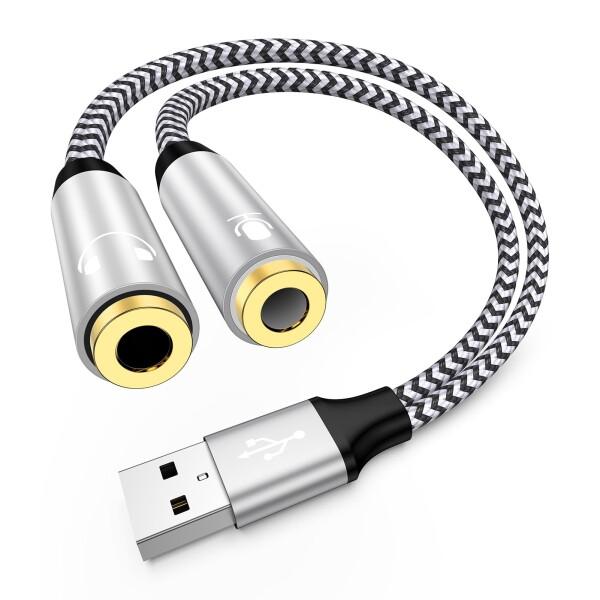 HUHUTa イヤホンジャック 変換 USB2.0 to 3.5mm 録音/配信用 外付け サウンド...