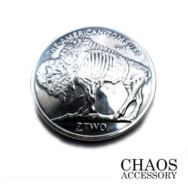 コンチョ【Silver925コーティング】 スカル バッファロー/デザイン コインコンチョ  重厚 ...
