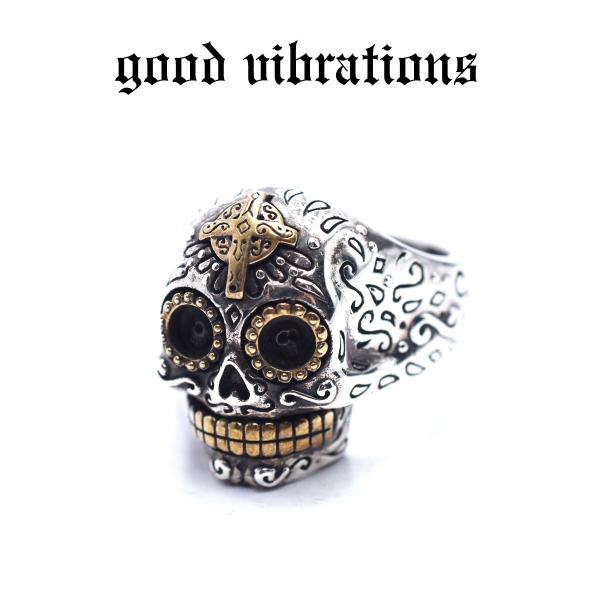 【正規取扱店】good vibrations メキシカンスカル シュガースカル フリーサイズ リング...