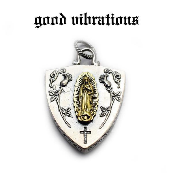 【正規取扱店】good vibrations ペンダント プレイングハンズ ピック＆マリア スカル ...