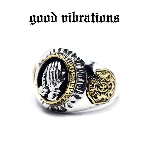 【正規取扱店】good vibrations シルバーリング カレッジリング プレイングハンズ＆エン...