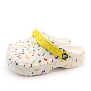 crocs クロックス キッズ ジュニア 定番 サボ アウトドア スポーツ 水陸両用 サンダル キッズ バヤ クロッグ シーズナルプリント K ホワイト