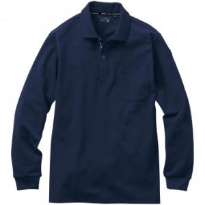 桑和 7325-50 長袖ポロシャツ(胸ポケット付き) 4Lサイズ ネイビー(1) G.G.(代引・...