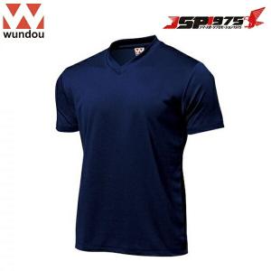 wundou ドライライト Vネック Tシャツ ネイビー XLサイズ