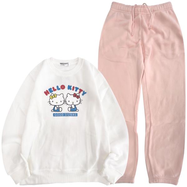 ハローキティ トレーナー スウェット パンツ セットアップ 裏起毛 ルームウェア 部屋着 パジャマ ...