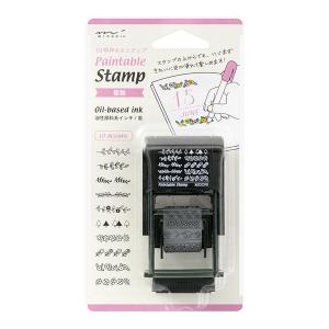 スタンプ ダイアリー 手帳 デコ オリジナル 女子 文具 ミドリ 回転印 植物柄 デザインフィル 35383-006