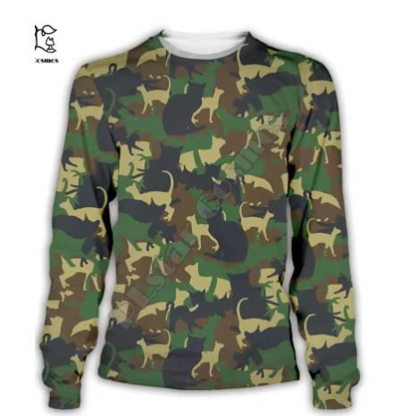 猫×迷彩（カモフラージュ）がユニークなトレーナー プルオーバー スウェット レディース メンズ かわ...