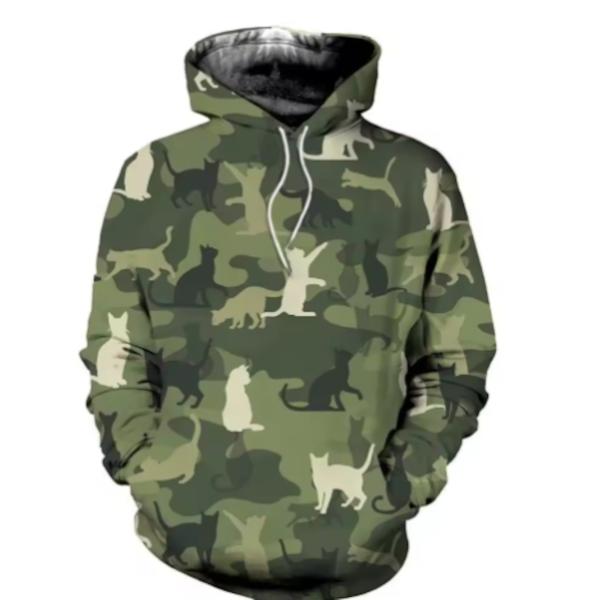 猫×迷彩（カモフラージュ）がユニークなパーカー レディース メンズ かわいい おもしろ ねこ ネコ ...