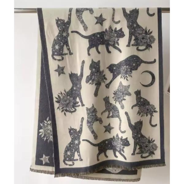 【3カラー】猫 猫柄 スカーフ レディース かわいい 大人 大きめ ねこ ネコ 雑貨 ファッション