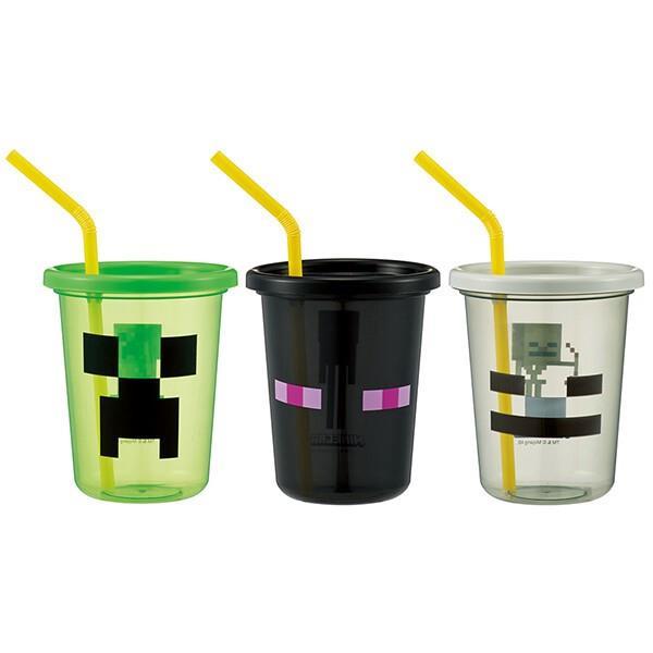 マインクラフト ストロー付きタンブラー 320ml 3個セット コップ カップ スタッキング Min...