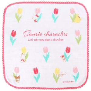 リトルツインスターズ ハンカチ 日本製 大きめ フレームデザイン