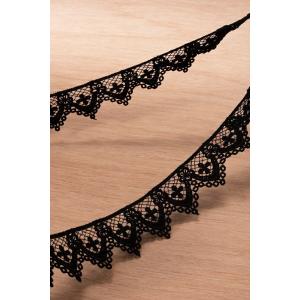 3.5cm幅 黒のかわいい花柄ケミカルレース