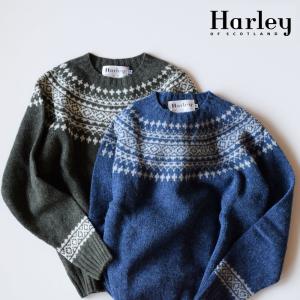 Harley of Scotland(ハーレーオブスコットランド) フェアアイル クルーネック シェットランドセーター ノルディック メンズ レディース