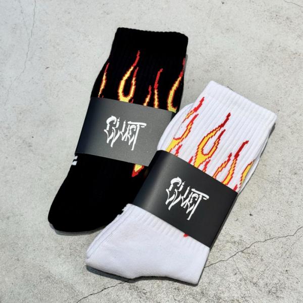 CLUCT 靴下 メンズ 小物 クラクト ファイヤー ソックス SUNSET SOX ブラック/ホワ...