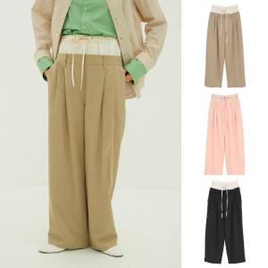 【26SS 先行予約】CLANE 正規商品 クラネ Wウエスト ワイド スラックス パンツ W WEIST WIDE SLACKS ベージュ/ピンク/ブラック 3色展開 2026春夏新作