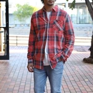 ローラス メンズ シャツ ROLLAS コットン チェック シャツ Men At Work Shirt  Marlboro Check レッド チェック Red Check 2022秋冬新作｜charger