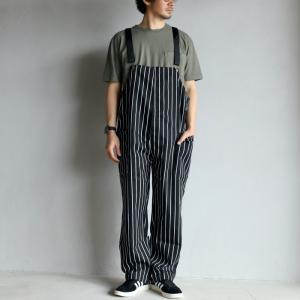 再入荷 COOKMAN オーバーオール クックマン フィッシャーマンズオーバーオール Fisherman's Bib Overall ストライプブラック Stripe Black｜charger