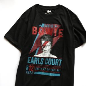 バンドT ロックT 通販 Tシャツ メンズ レディース デヴィッド・ボウイ アールズ・コート David Bowie Earls Court '73 ブラック Black 2023春夏新作｜charger