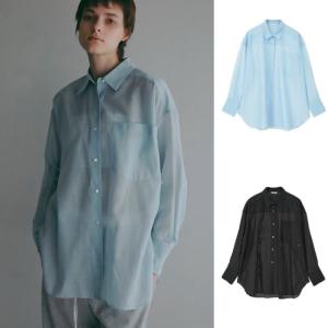 MANOF 正規商品 トップス マノフ シアー 2WAY オーバー シャツ SHEER 2WAY OVER SHIRT ライトブルー/ブラック LIGHT BLUE/BLACK 2色展開 2026秋冬新作