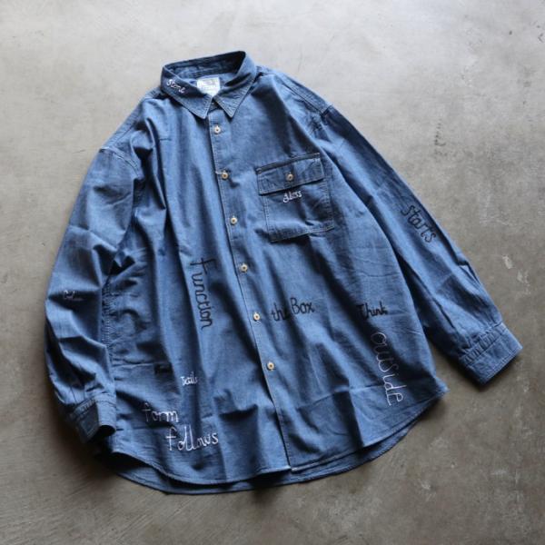 クロ シャツ ユニセックス KURO DIAGRAM EMBROIDERED CHAMBRAY SH...