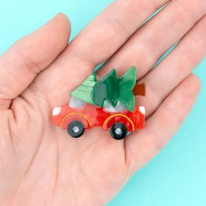 ククシュゼット 正規商品 ヘア アクセ ピン 新作 冬 クリスマス 車 Coucou Suzette クリスマス カー ヘア クリップ Christmas Car Hair Clip グリーン×レッド｜charger