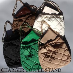 CHARGER COFFEE STAND バッグ A4  おしゃれ 可愛い サブバッグ 通学 通勤 チャージャーコーヒースタンド キルティング チェーン バッグ ポーチ付き 5色展開｜charger