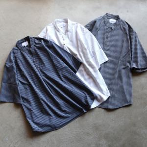 CHARGER シャツ チャージャー バンドカラー プルオーバー シャツ Band Collar Pullover S/S Shirt ホワイト/ブラック/ネイビー 3色展開 2024春夏新作｜charger