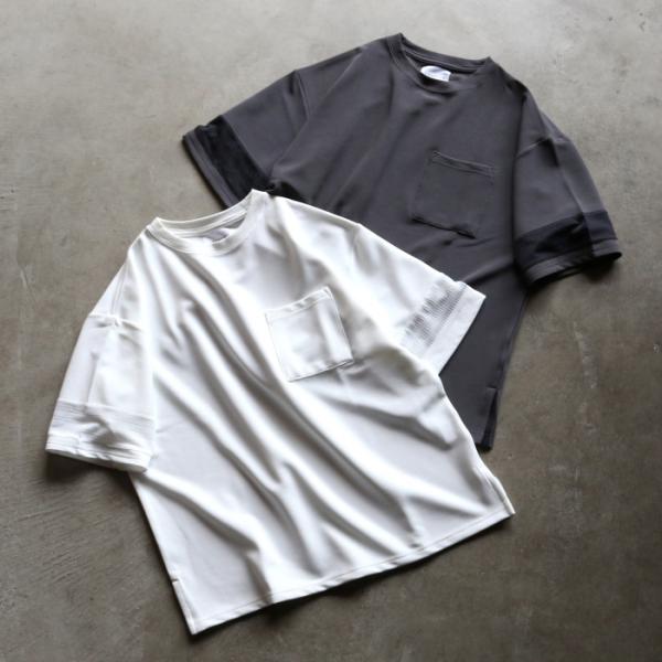 【着痩せシリーズ】CHARGER トップス ユニセックス 無地 チャージャー パネル 切り替え Tシ...