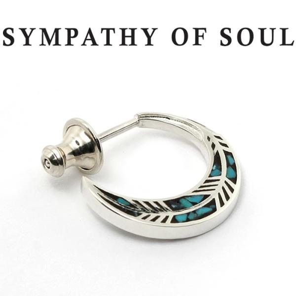 シンパシーオブソウル ピアス SYMPATHY OF SOUL Feather Inlay Hoop...