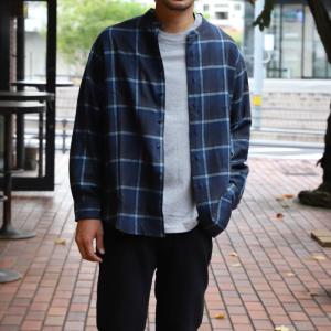 エディットクロージング シャツ EDIT CLOTHING フランネル オーバー チェック シャツ Flannel over checked shirts ブルーチェック Blue Check 2022秋冬新作｜charger