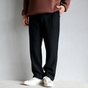 エディットクロージング パンツ EDIT CLOTHING ウール ブークレ スラックス Wool boucle slacks ブラック Black 2022秋冬新作｜charger